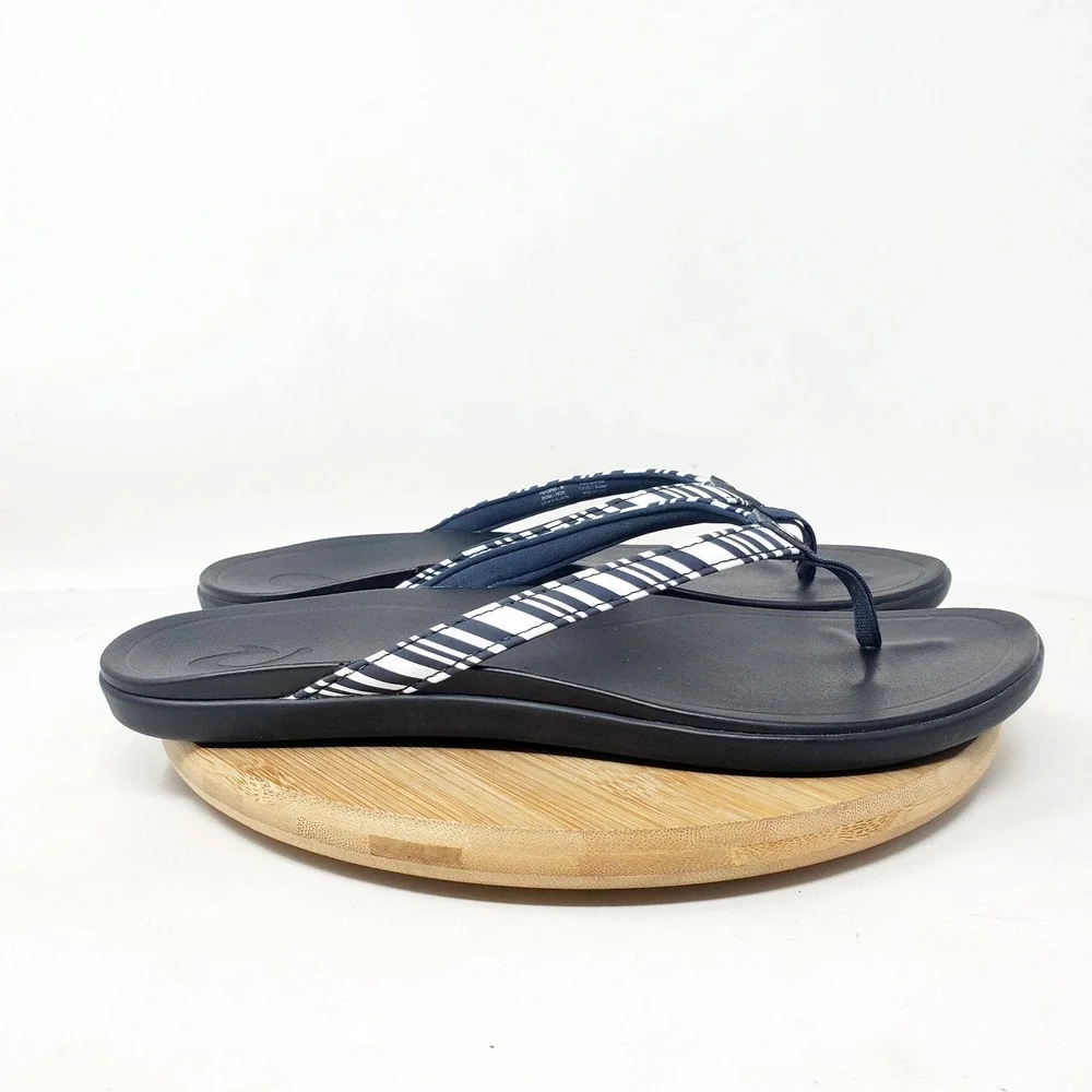 Olukai‎ Hoopio Sandals Womens 9 Striped Flip Flop Thong Pool Beach Shoes Ho'opio